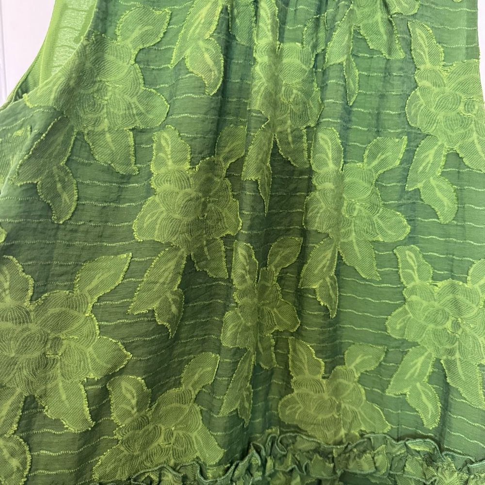 Anthropologie Maeve Women’s Green Floral Savannah Swing Blouse Tank Size 4 - Picture 9 of 16